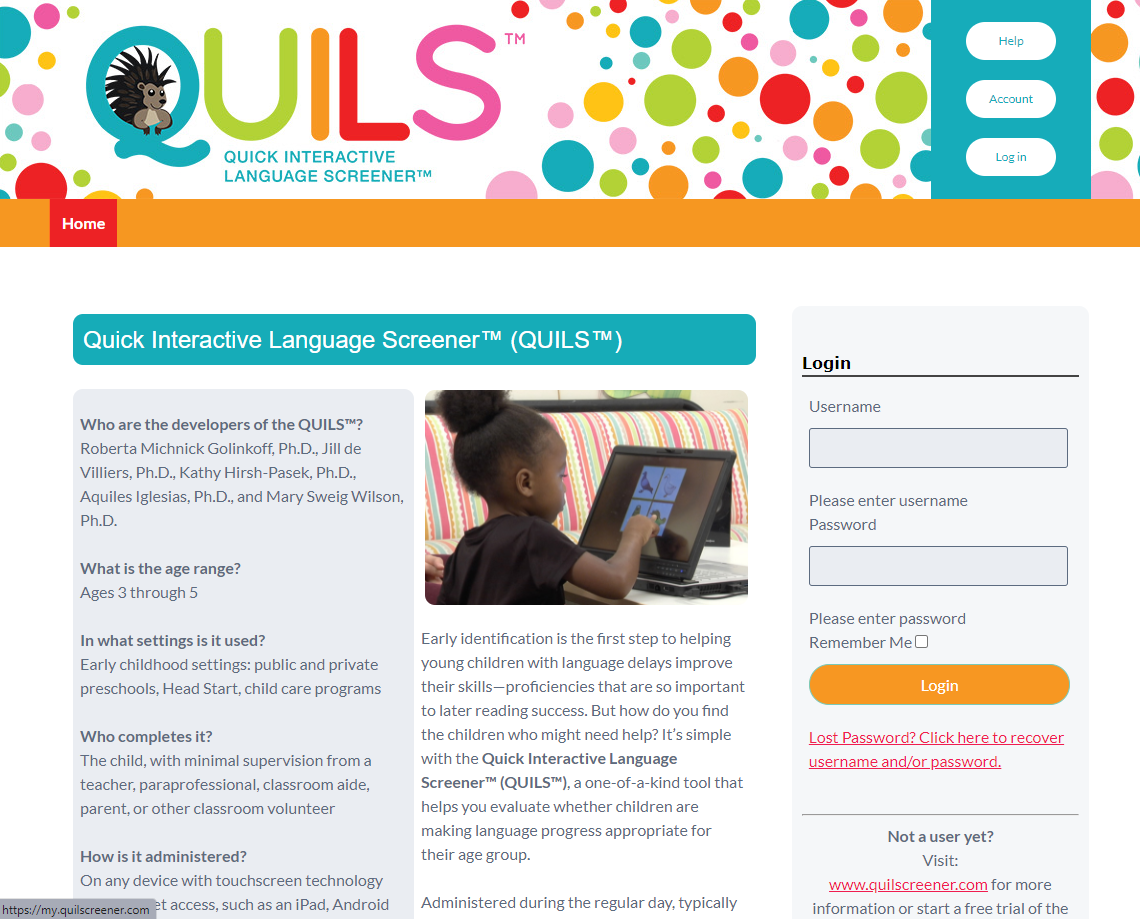 Brookes Publishing - QUILS, Quick Interactive Language Screener Website
